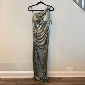 Vince Camuto Gold One-Shoulder Dress